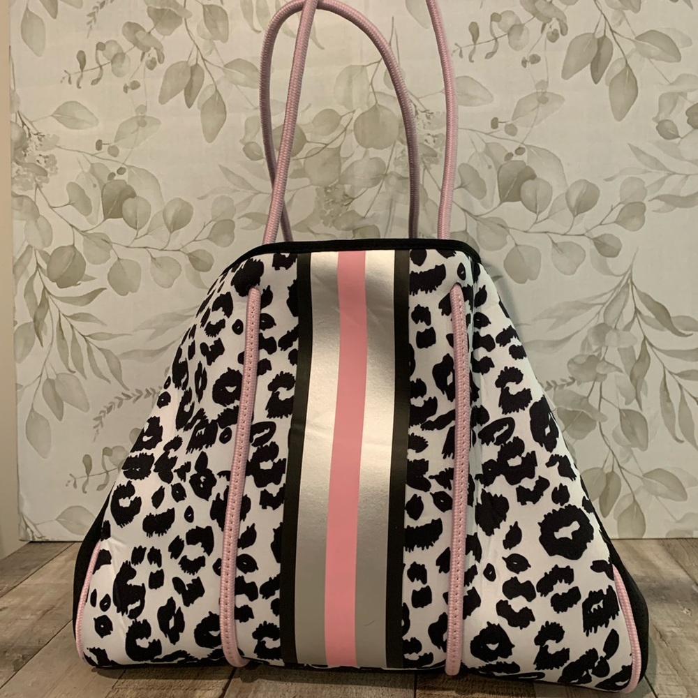 Julia Rose Pink Leopard Print Neoprene Bag.